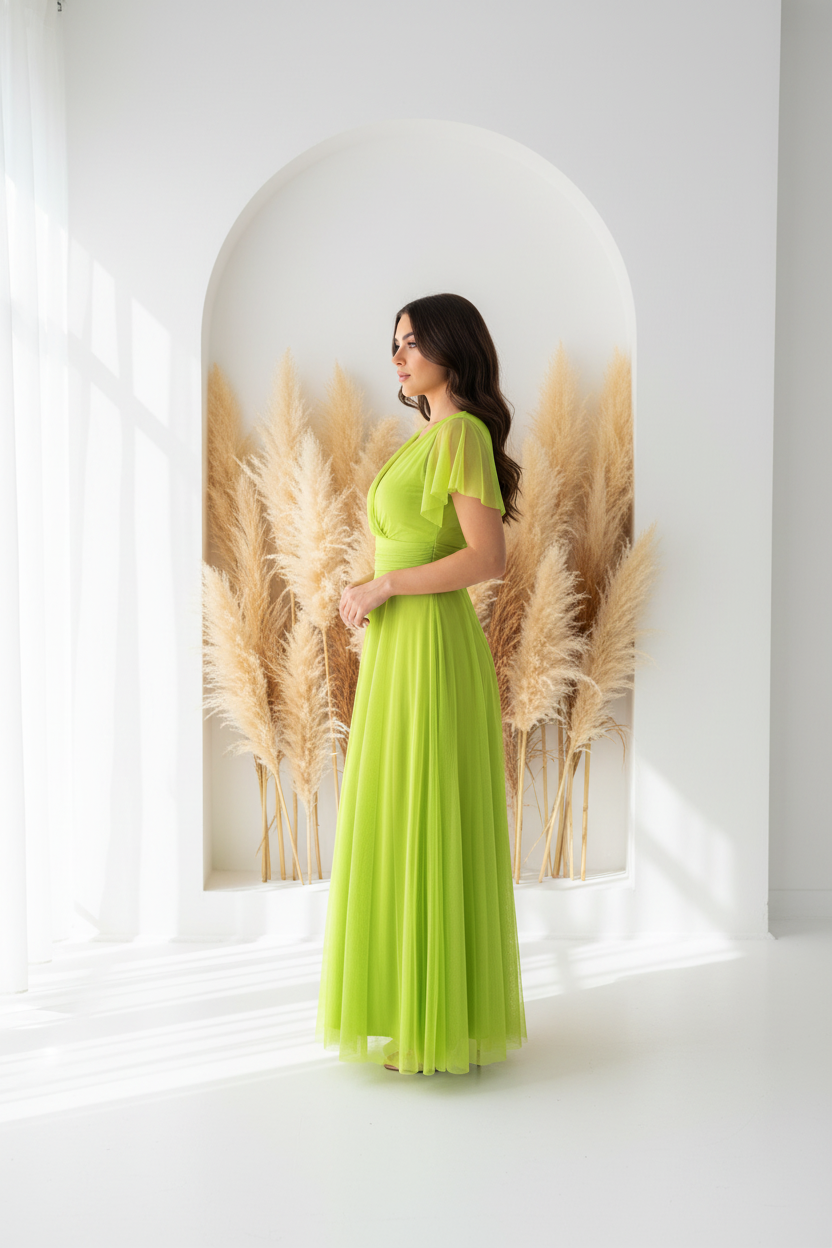 Vestido verde lima - perfil