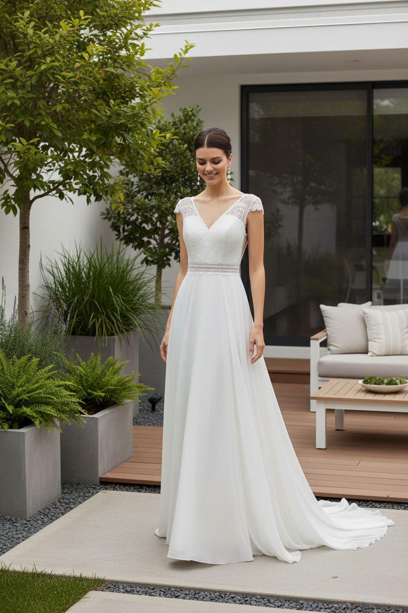 Vestido novia jardín moderno 1