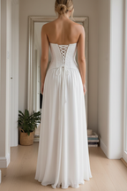 Vestido blanco corset - de espaldas espejo casa