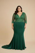Vestido Princess Cyrena Curve Verde Esmeralda - Tallas Grandes