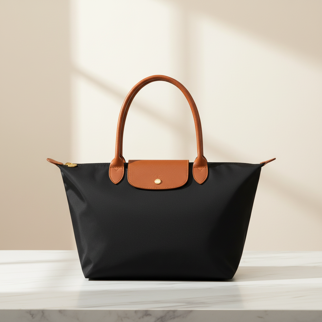 Bolso shopper nylon negro - estudio premium