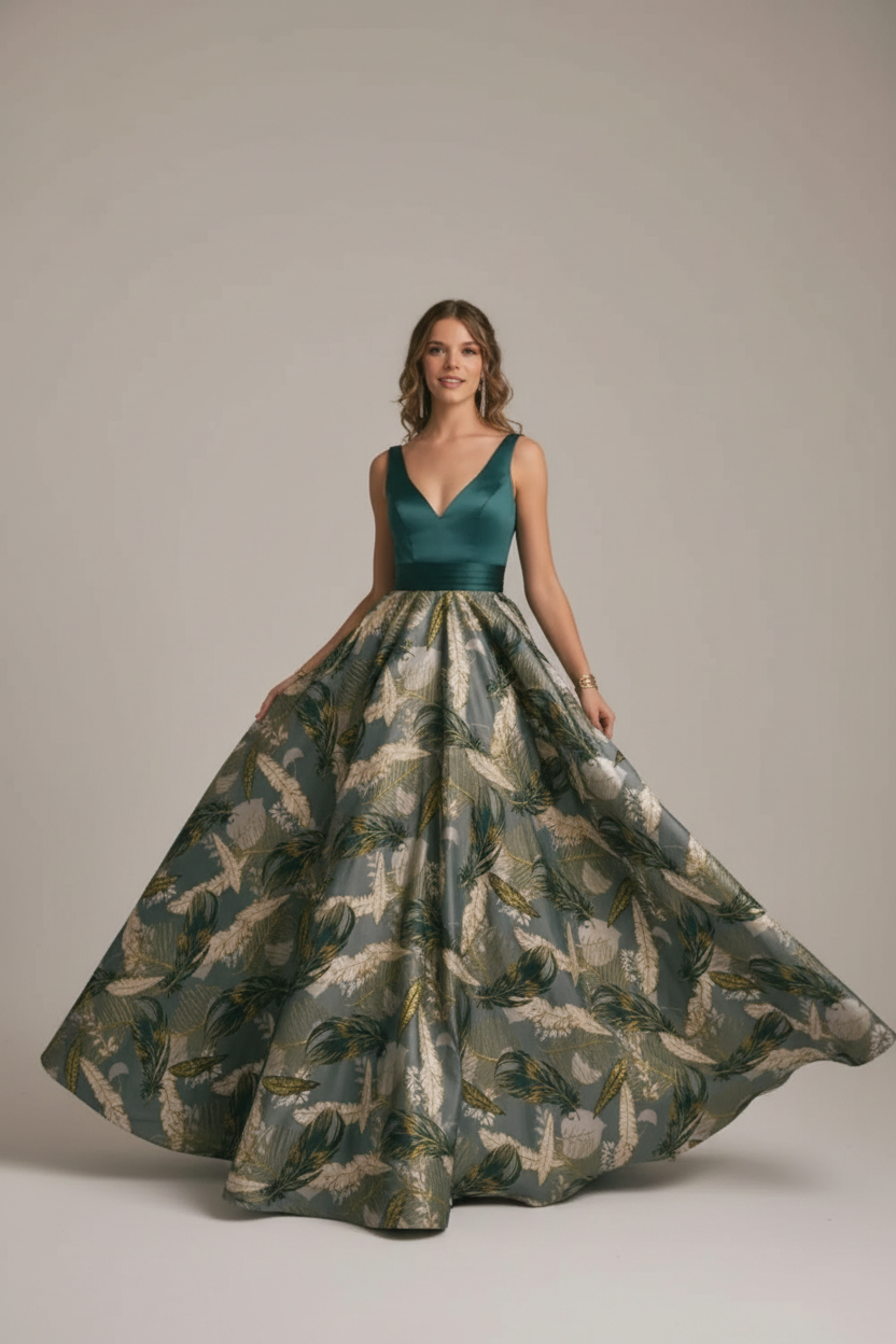 Vestido Raso Estampado - Botella estudio