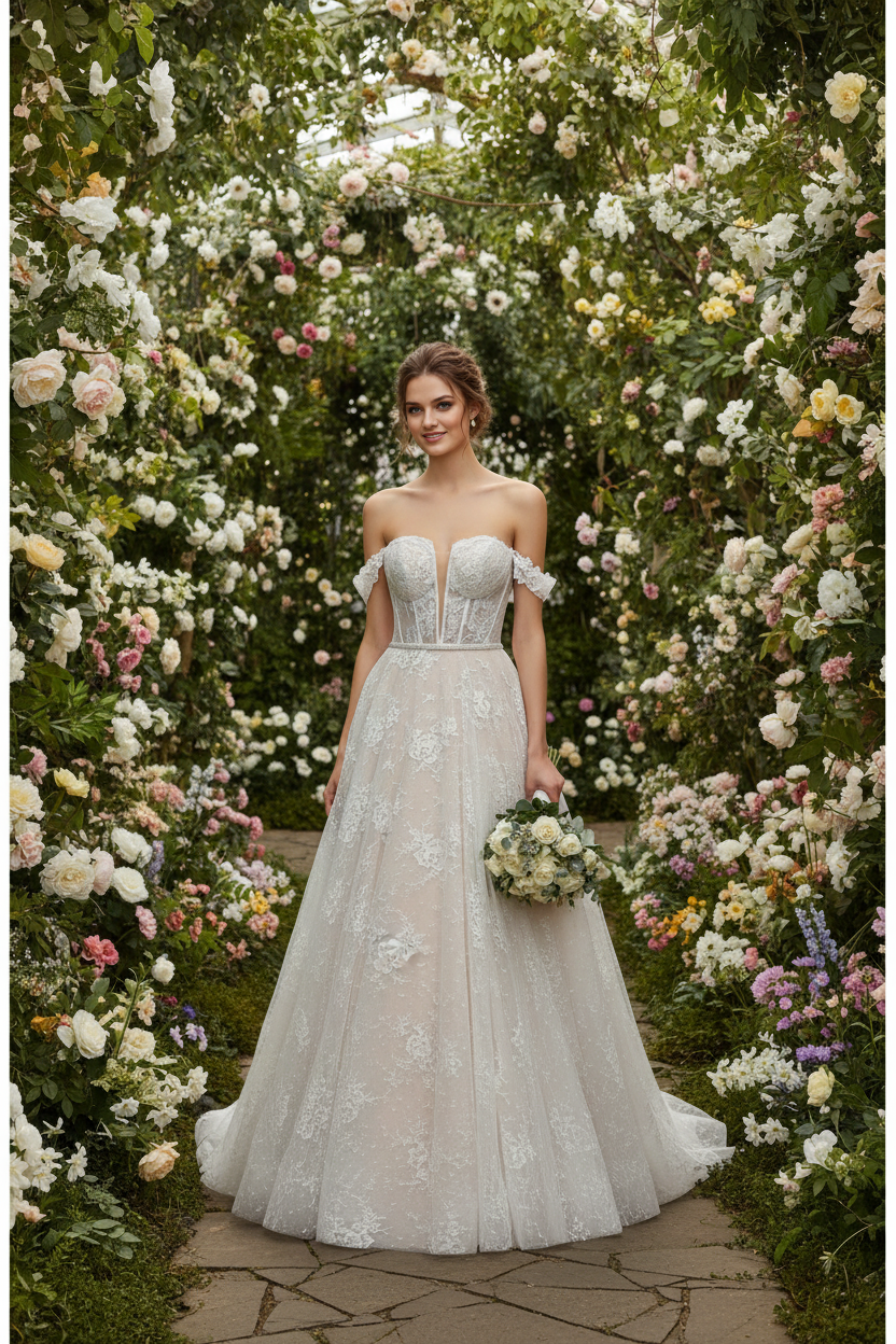 Vestido de Novia Isabel en jardín botánico