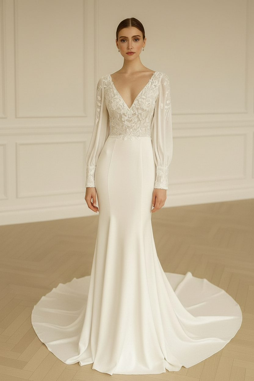 Vestido de Novia Helena - Sirena Mangas Encaje