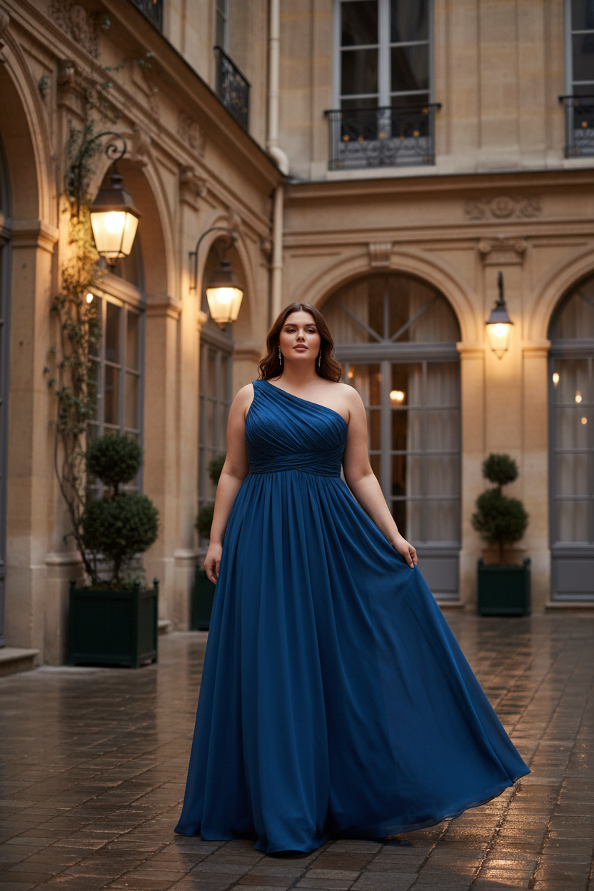 Vestido Gasa un Tirante Azul Klein - Patio parisino