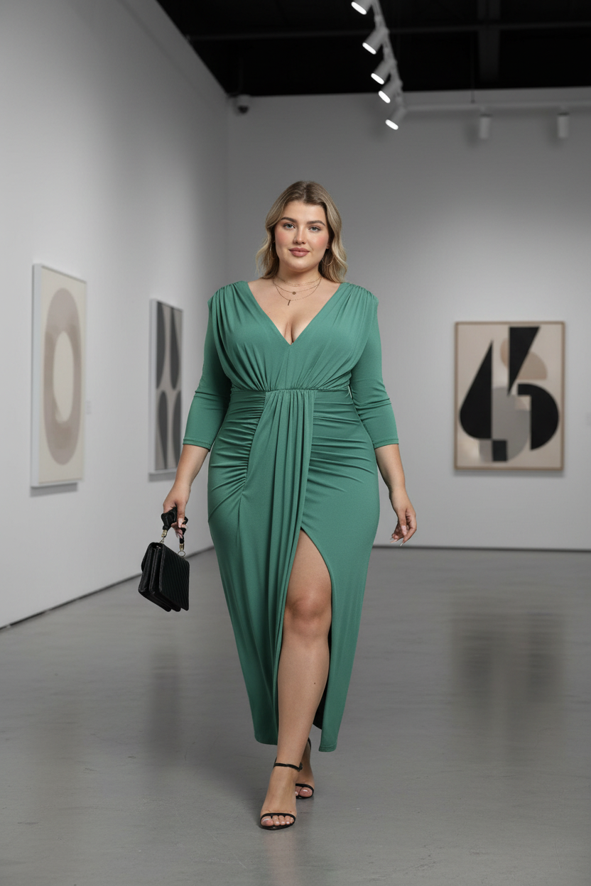 Vestido Midi Curvy Verde - Galería de arte