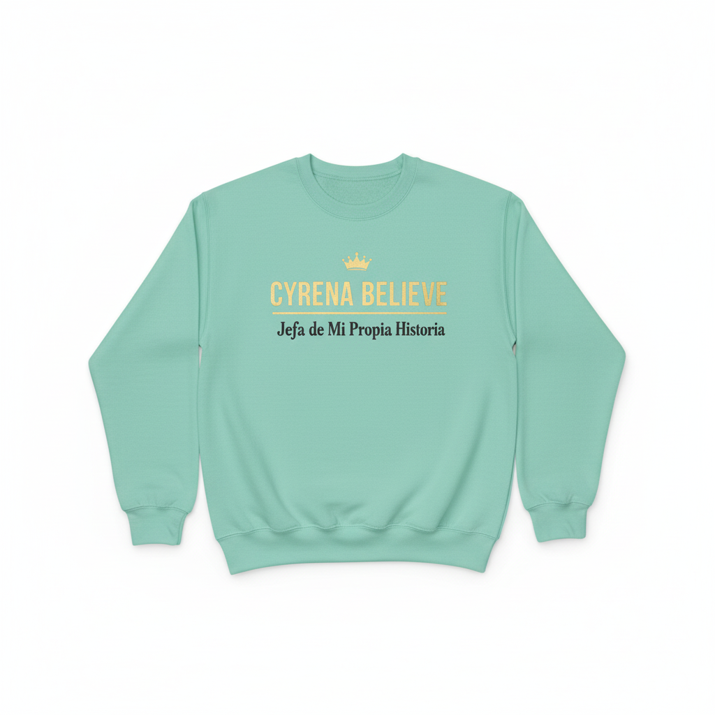 Sudadera menta Cyrena Believe vista plana - fotografía de producto