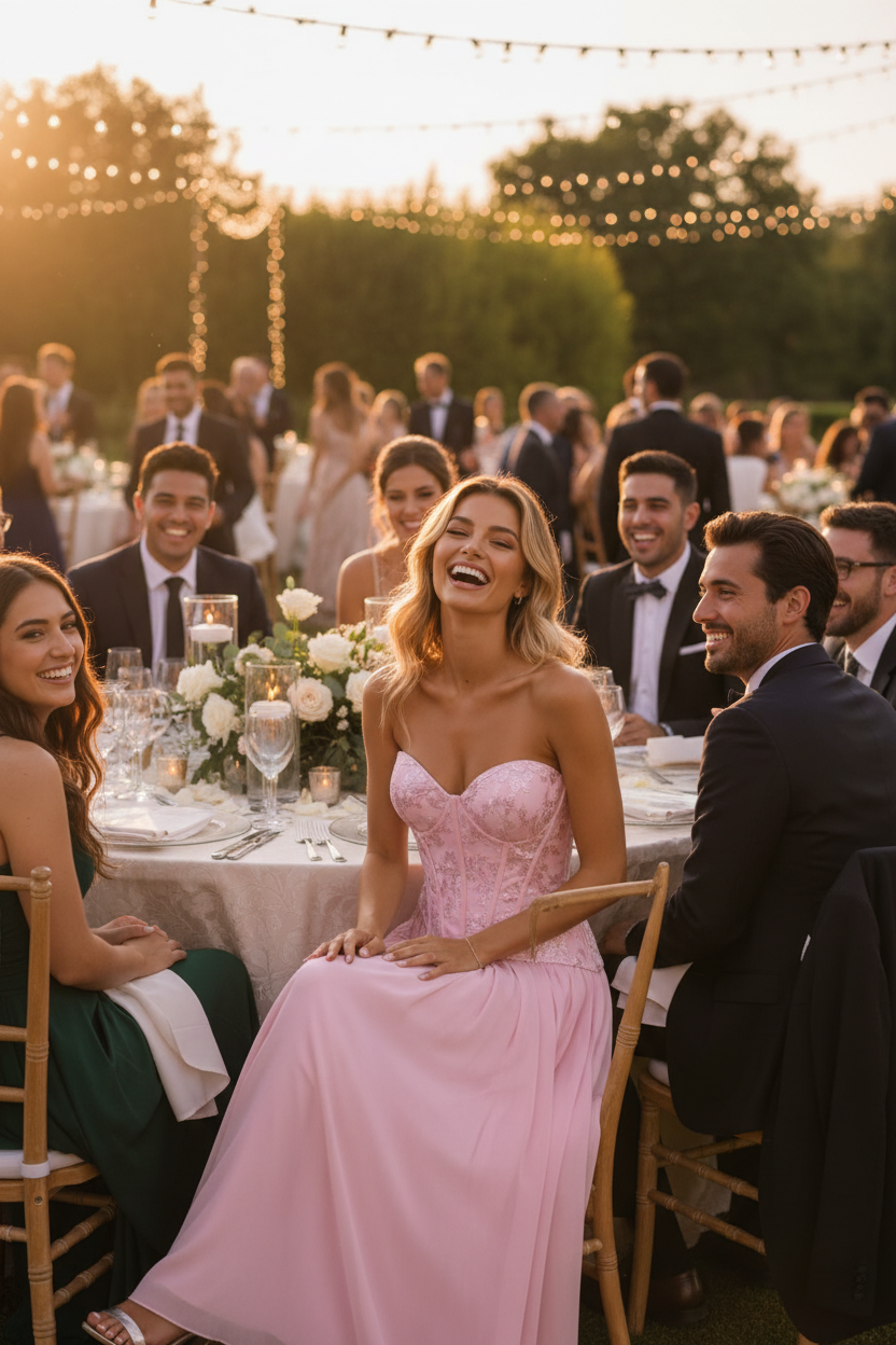 Vestido rosa corset - boda al aire libre