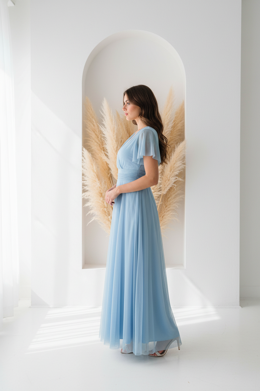 Vestido azul celeste - perfil