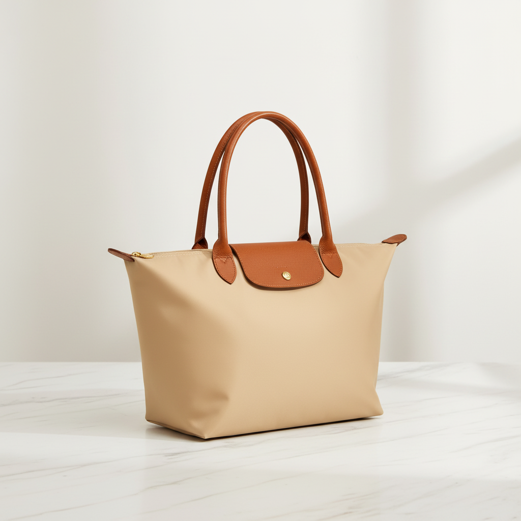 Bolso shopper nylon beige - estudio premium