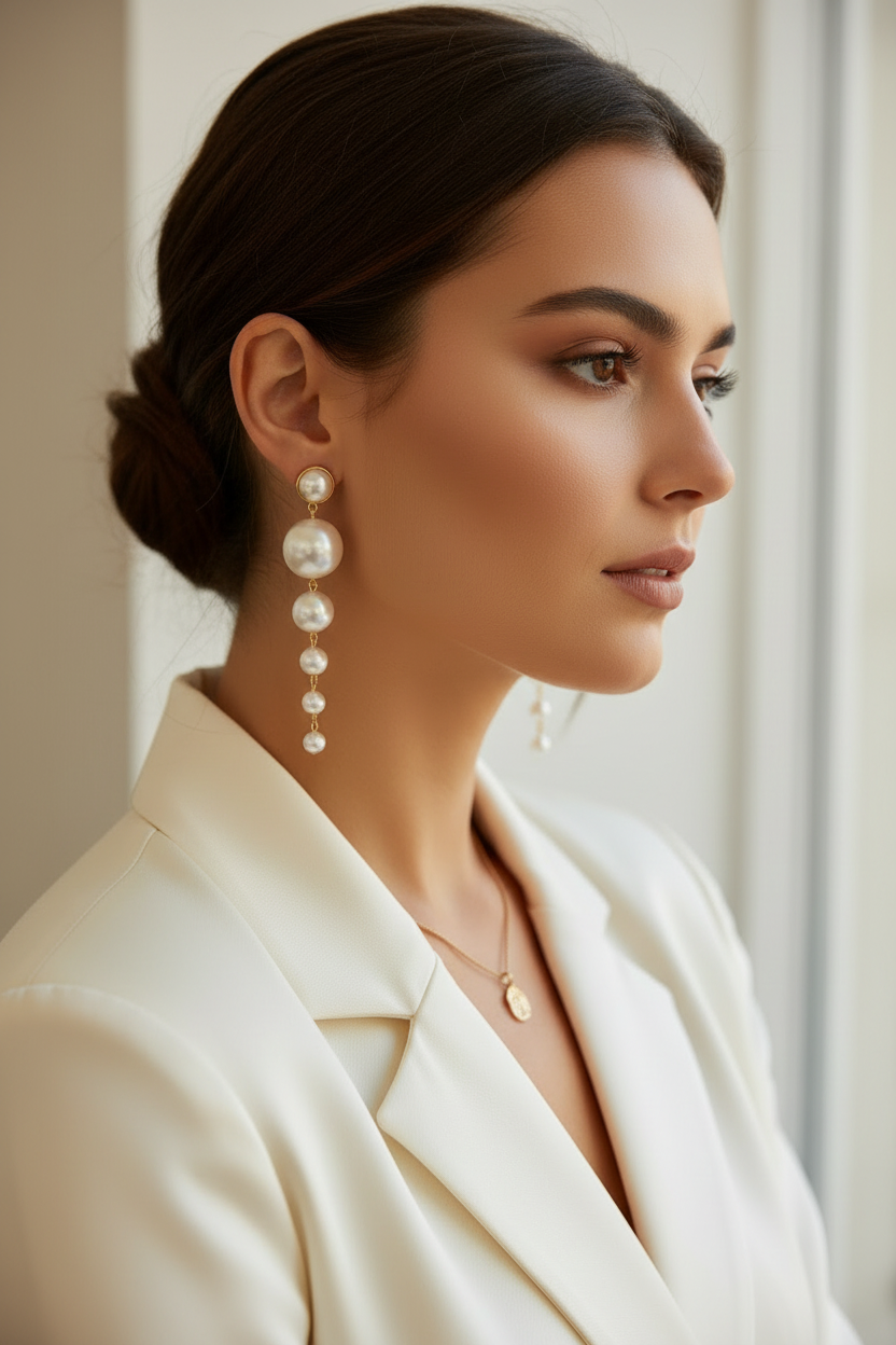 Pendientes Largos de Perlas Lumière