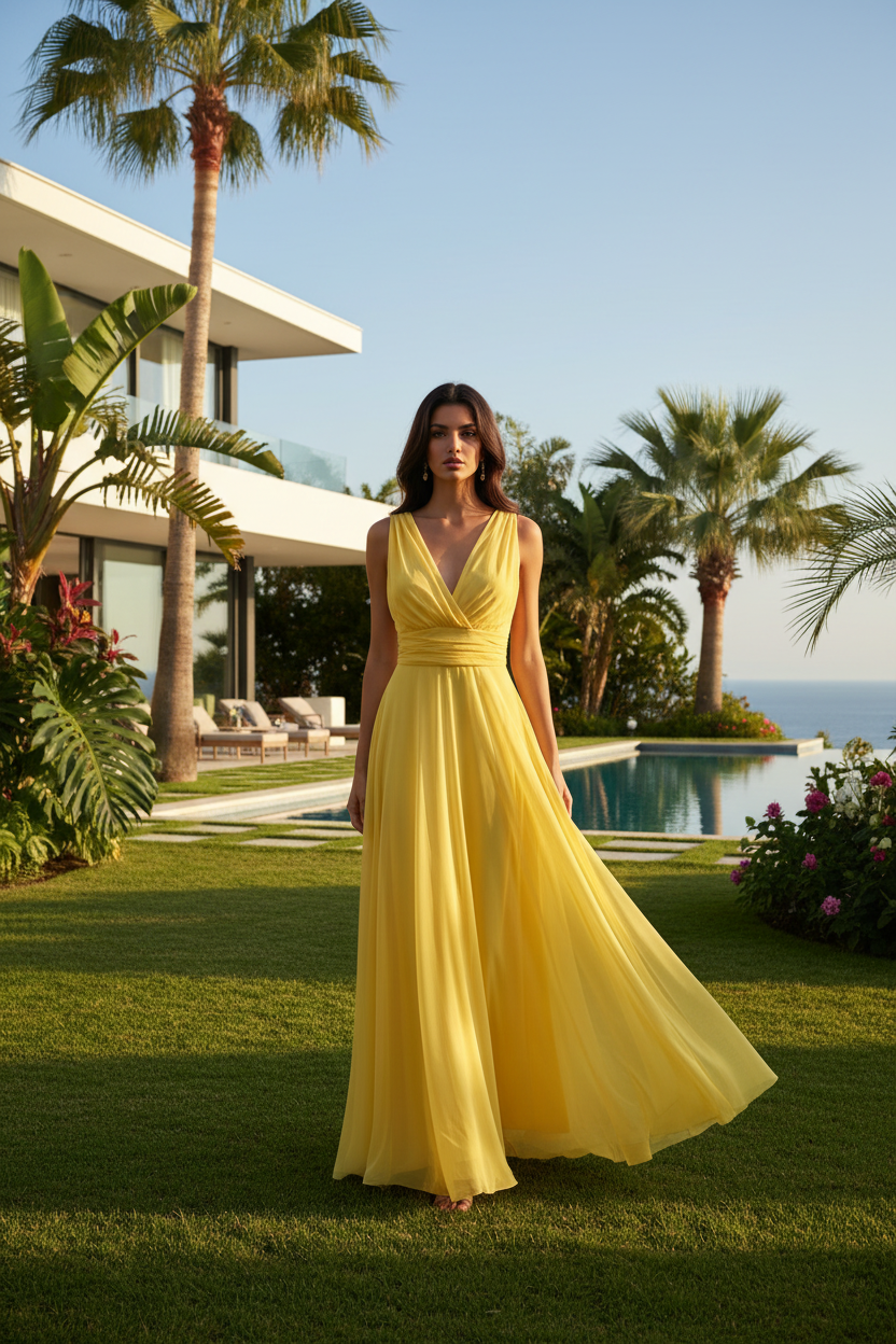 Vestido Midi Amarillo Jardín | Invitada Perfecta