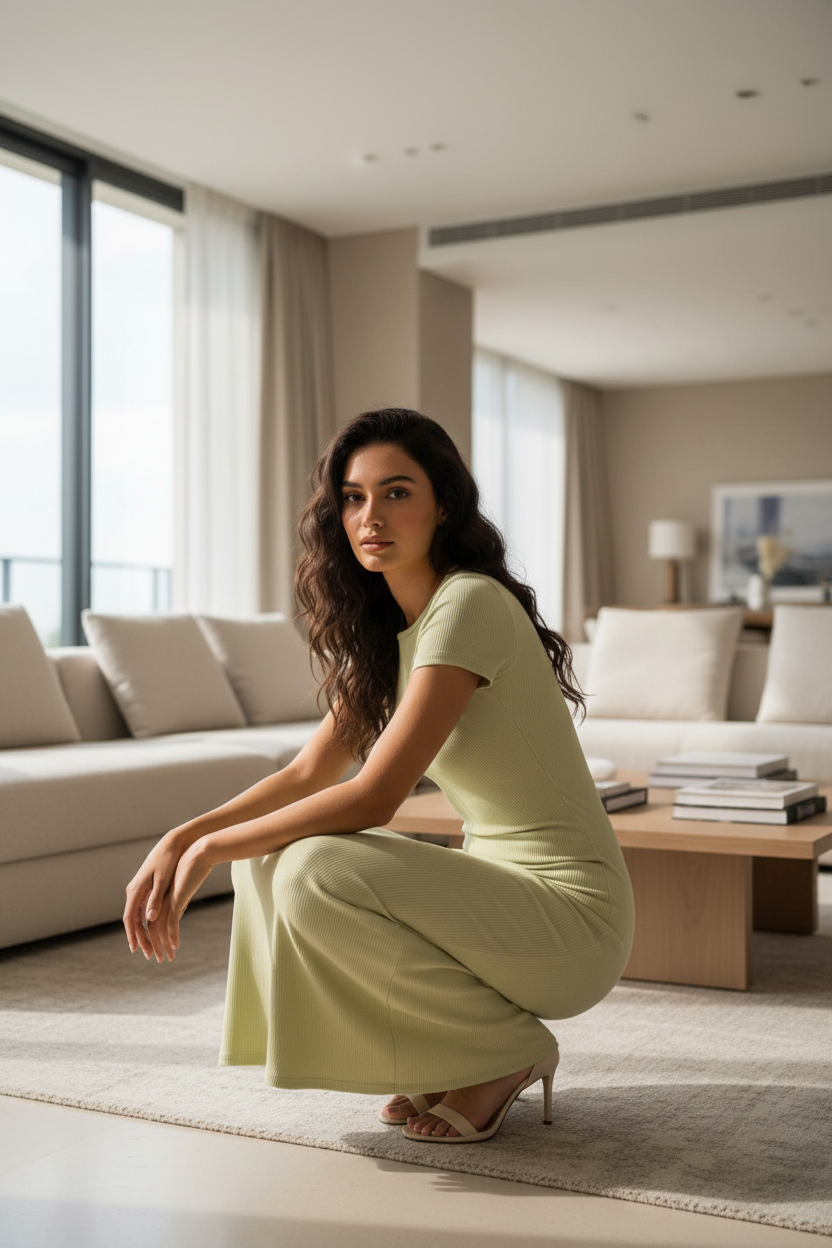 Vestido Verde Salvia Canalé Talla Única 36-40/42