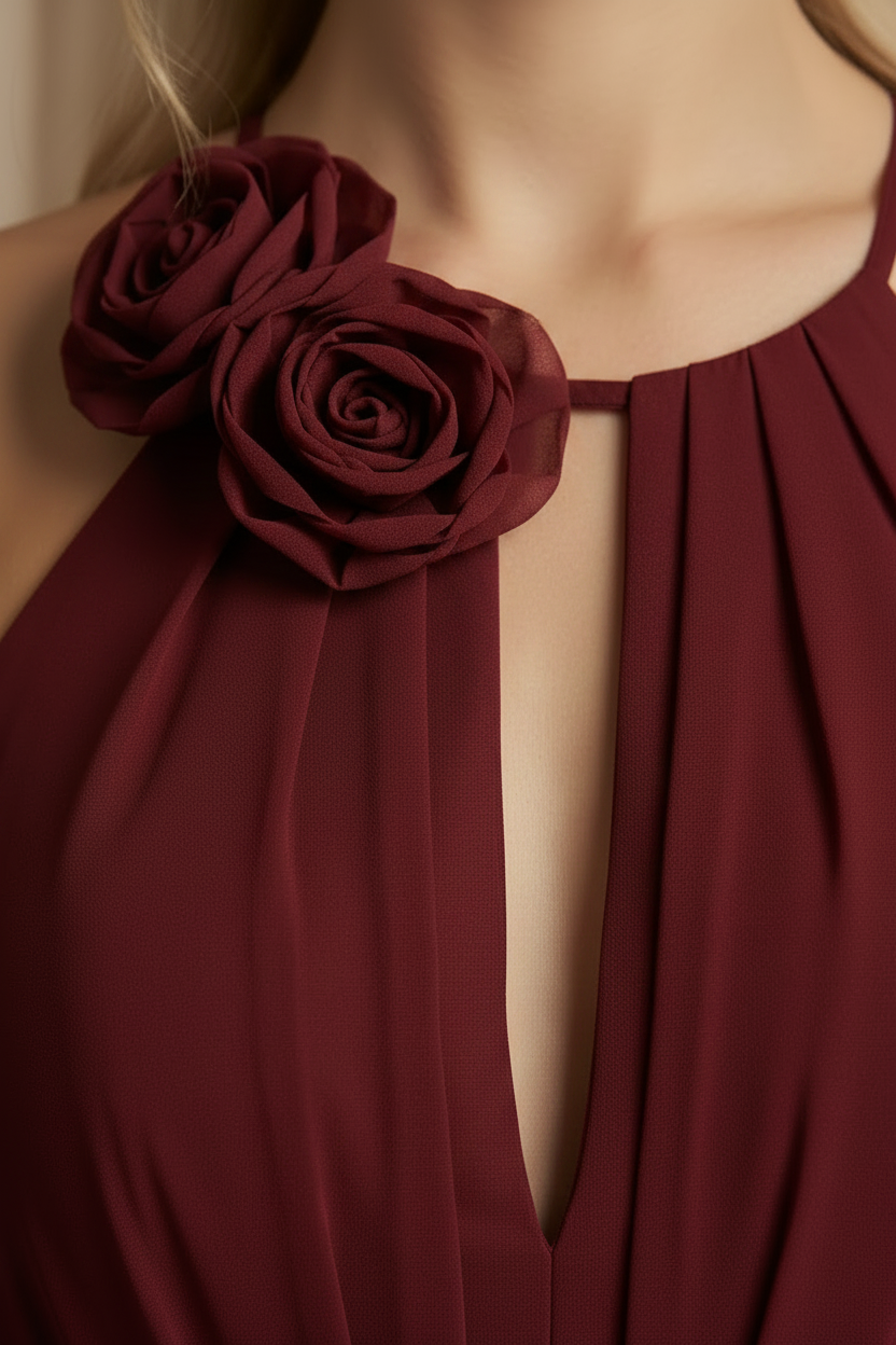 Vestido Halter granate invitada
