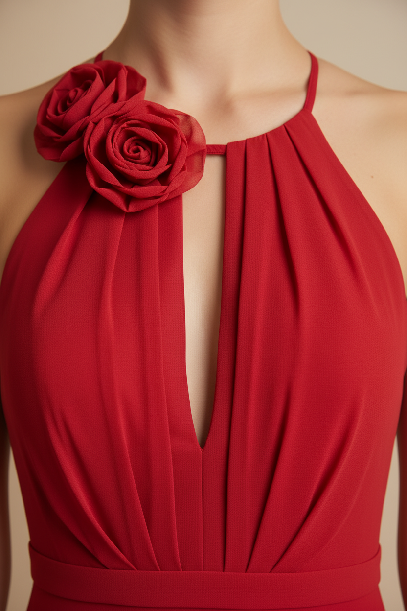 Vestido Halter Rojo largo invitada