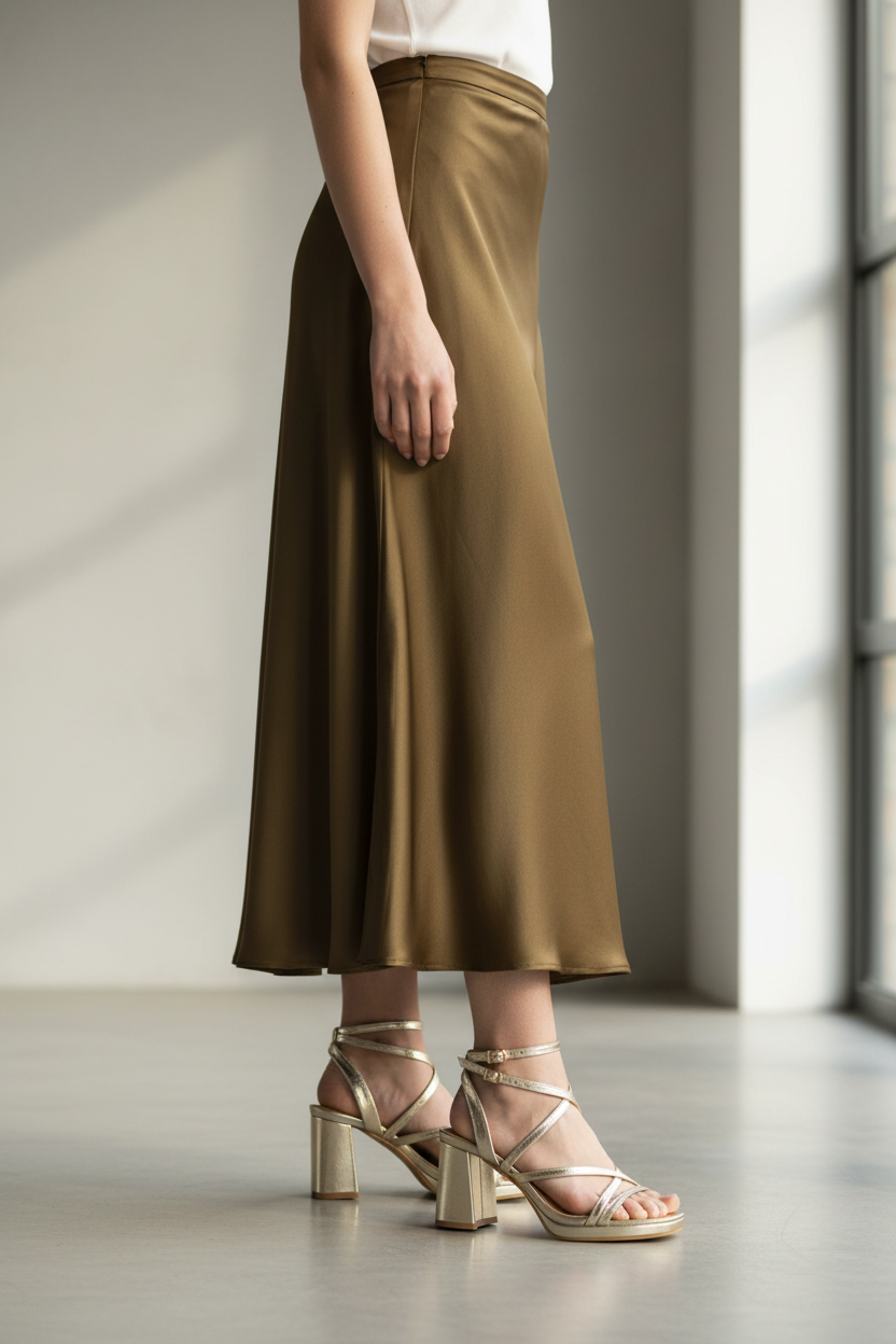 Elegante goldene Sandalen mit Absatz