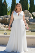 Vestido novia Largo blanco Escote V Cruzado | Curvy