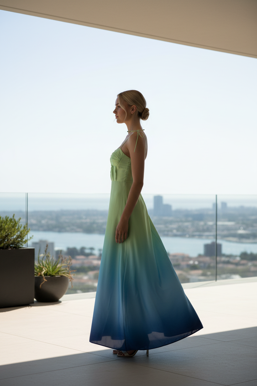 Vestido Aurora Degradé Rosa Azul Talla Única 36-40/42