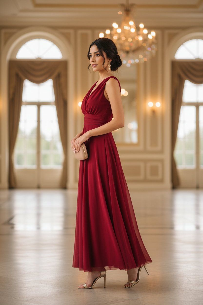 Vestido Rojo Cruzado - Invitada Perfecta